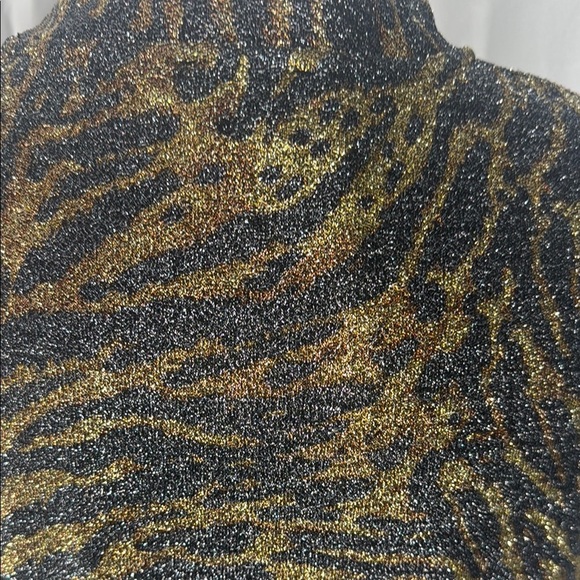 Ganni Gold and Brown Zebra Print Fitted Top Size 40/L - Picture 9 of 10